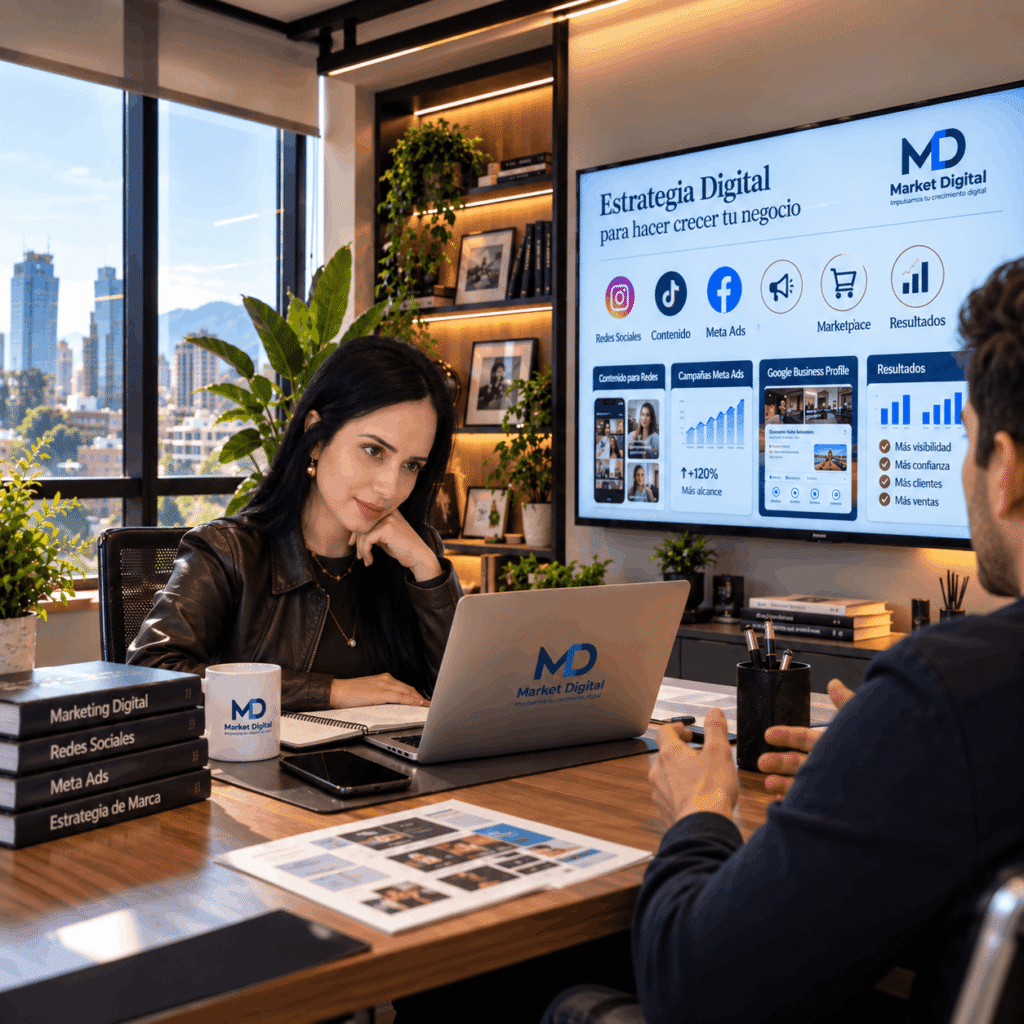 Asesoría de estrategia de marketing digital para redes sociales y crecimiento de negocios en Santiago.