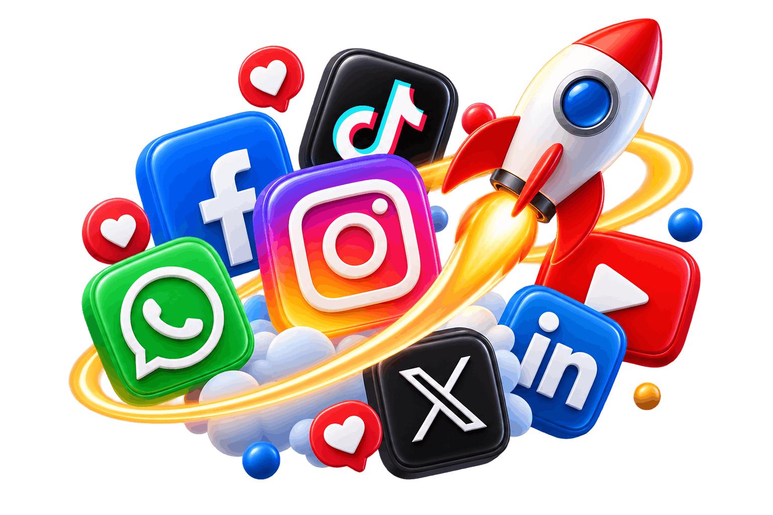 logo de redes sociales con cohete